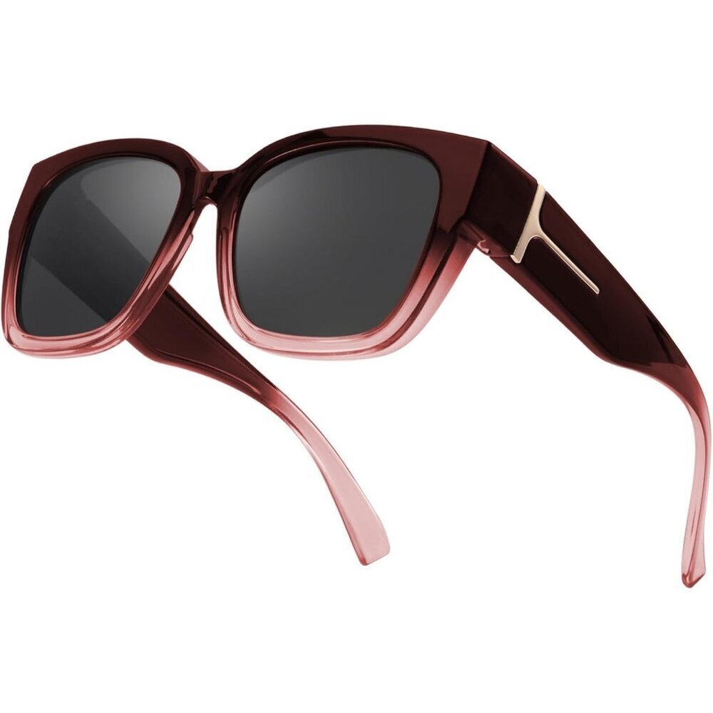Women's A04 Gradient Red Oversized Square Flexible Stylish Polarized Sunglasses
